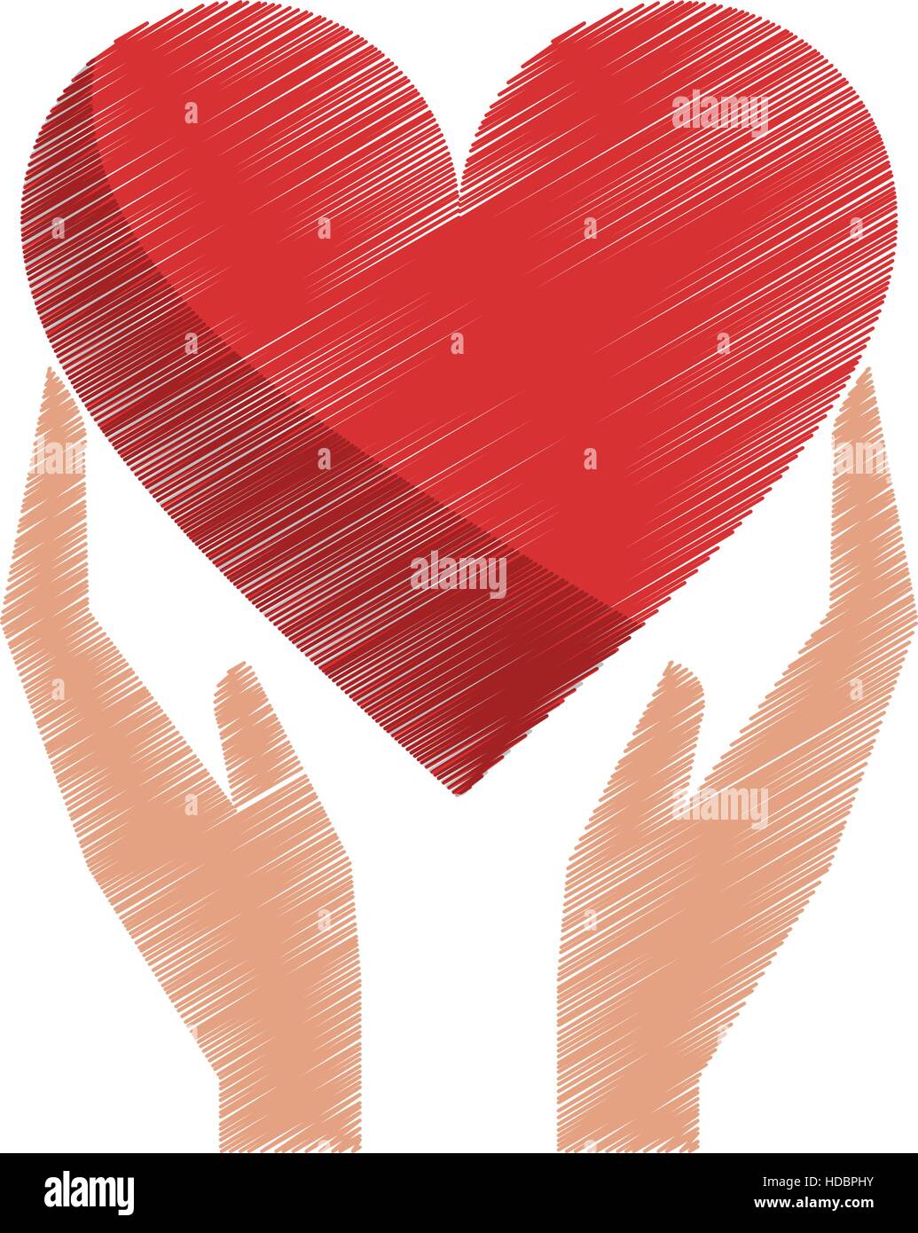 Les Mains De Dessin Tient Cœur Amour Care Image Vectorielle Stock Alamy