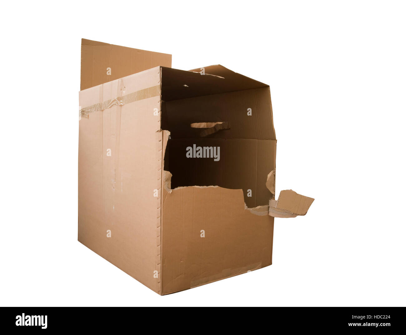 Boîte en carton déchiré-up isolé sur blanc Photo Stock - Alamy