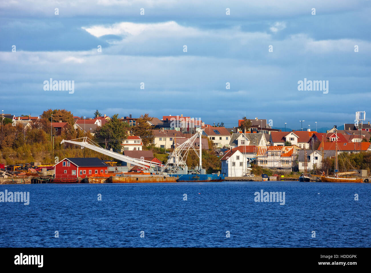 Petit port de pêche dans la région de Stavanger, Norvège. Banque D'Images