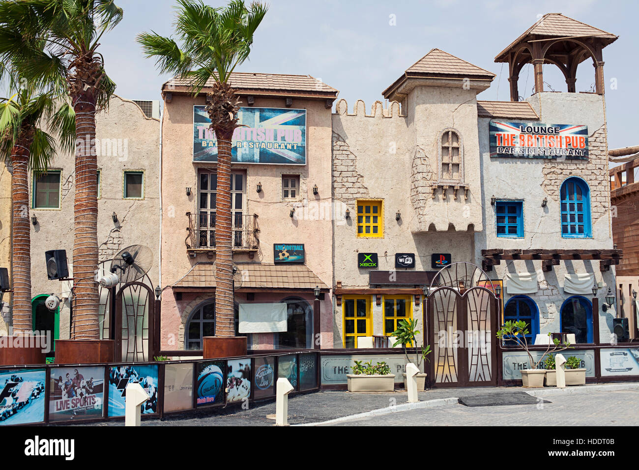 L'Egypte Sharm el Sheikh - août 2016 : restaurant pub à l'extérieur de l'avant sans les gens. Afrique du Sud Banque D'Images