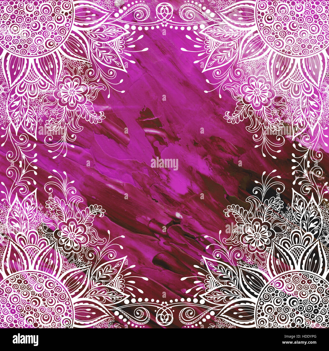 Modèle floral sur la peinture à l'huile Peinture Banque D'Images