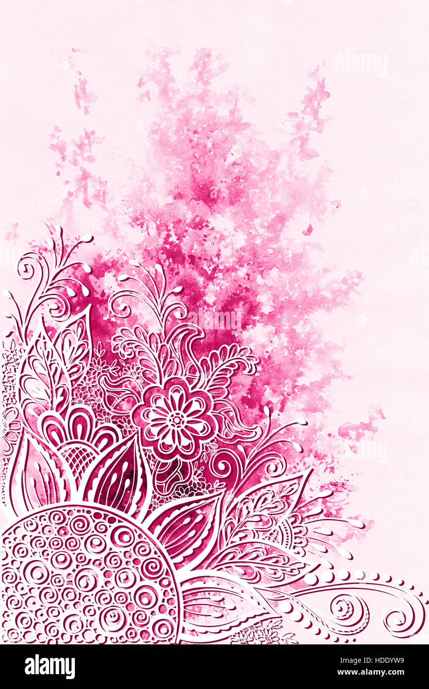 Motif floral sur l'Aquarelle Banque D'Images