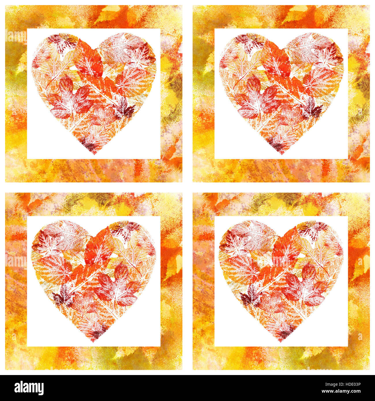 Coeur transparent, de feuilles, de l'Aquarelle Banque D'Images