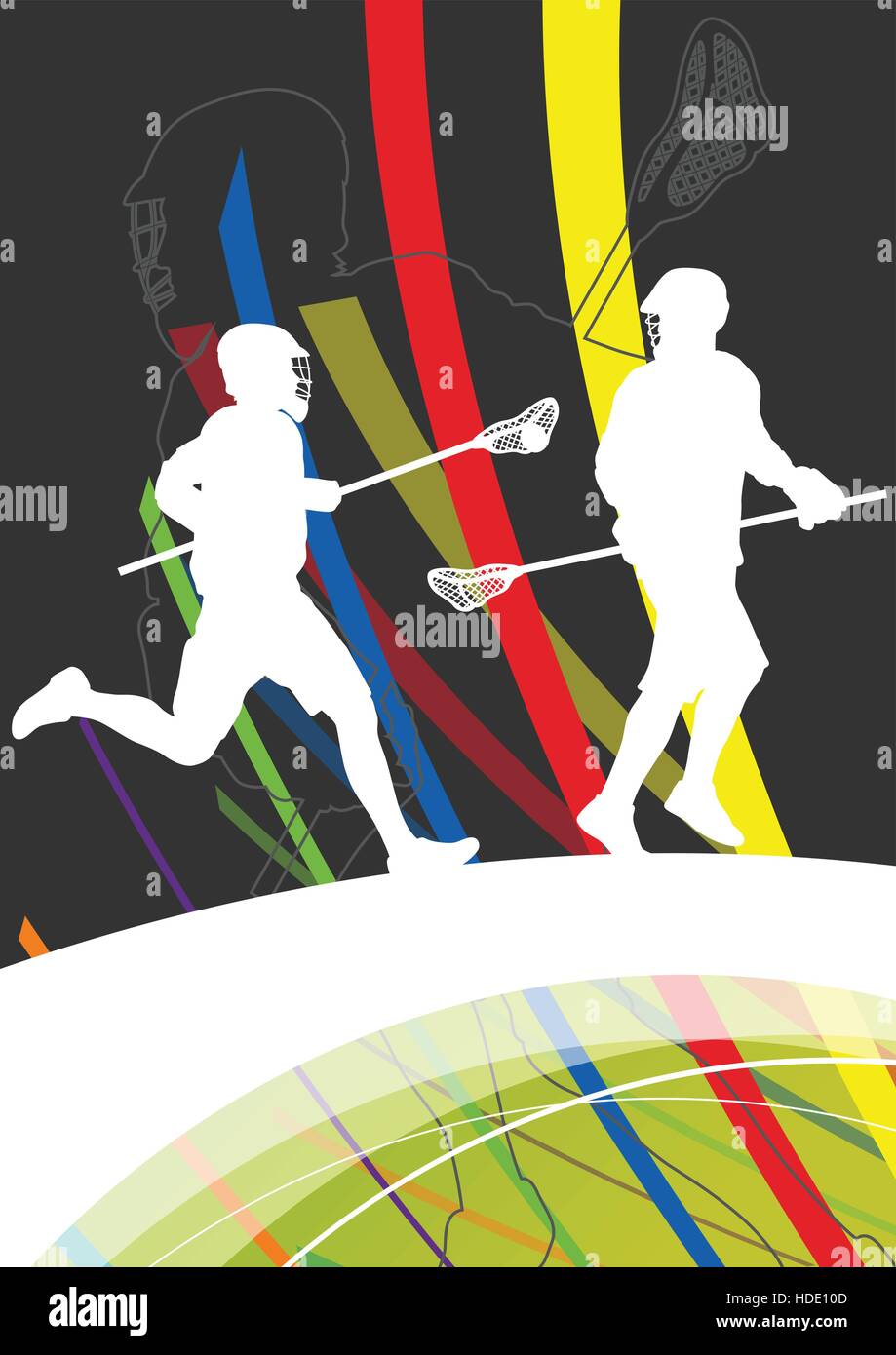 Joueurs de crosse sport actif hommes silhouettes abstract background vector illustration Illustration de Vecteur