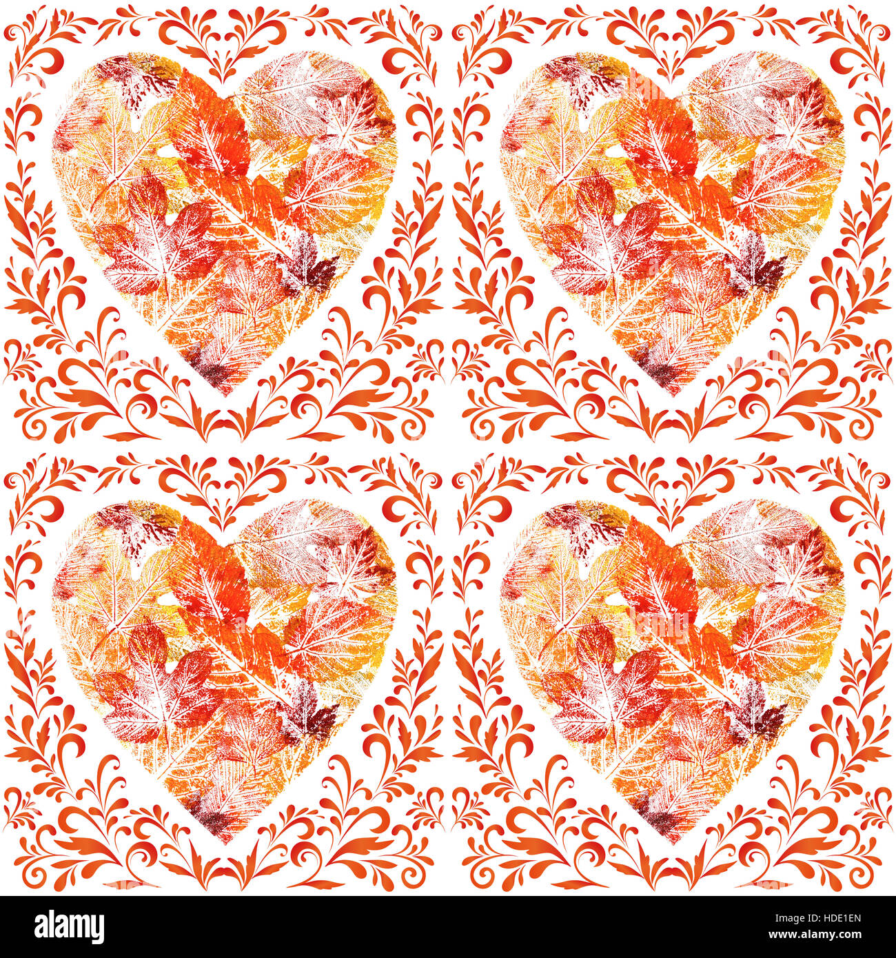 Coeur transparent, de feuilles, de l'Aquarelle Banque D'Images