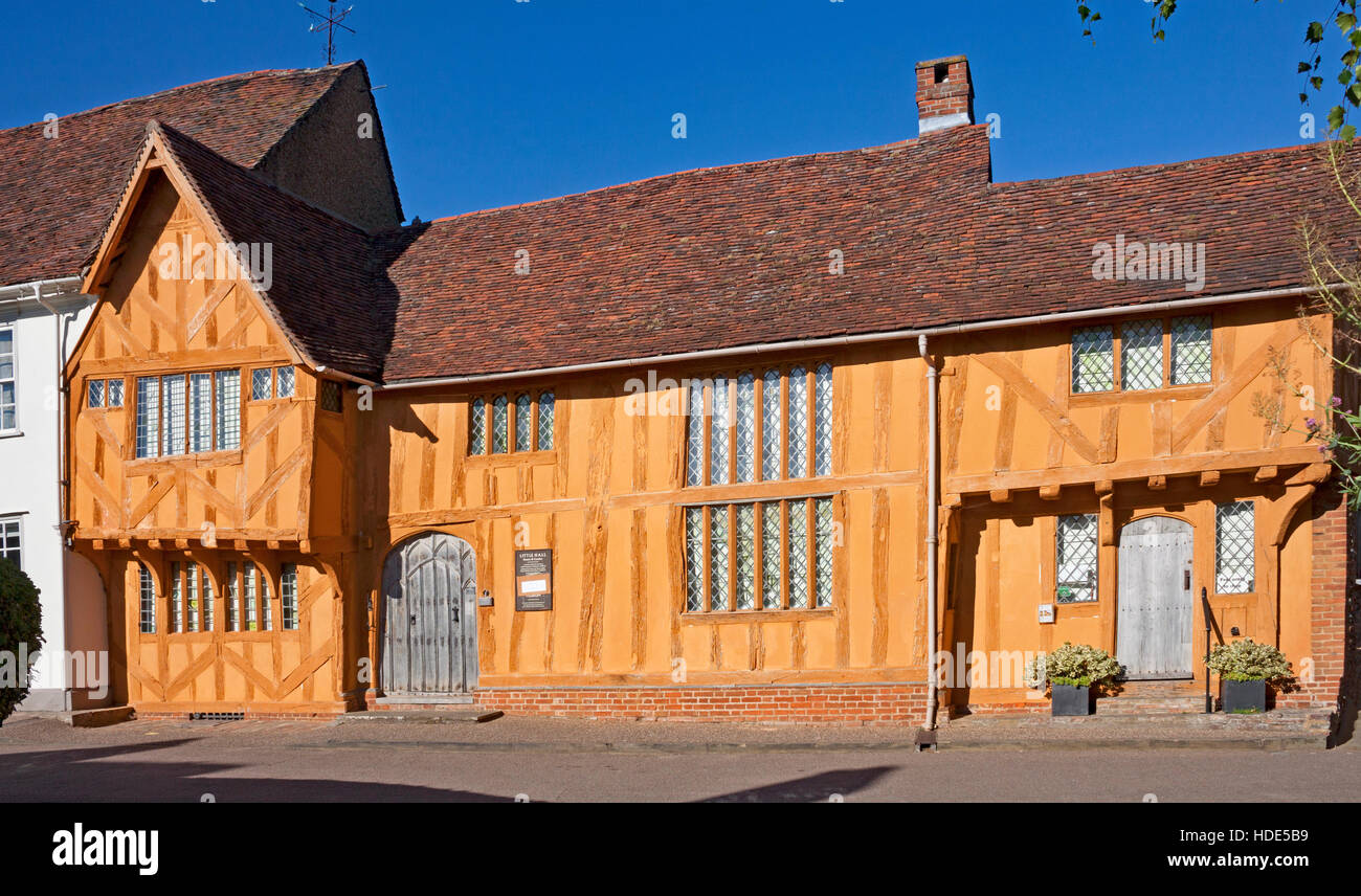 Petit hall, une ancienne maison de marchands de laine en Lavenham, Suffolk. Un village historique et pittoresque. Banque D'Images