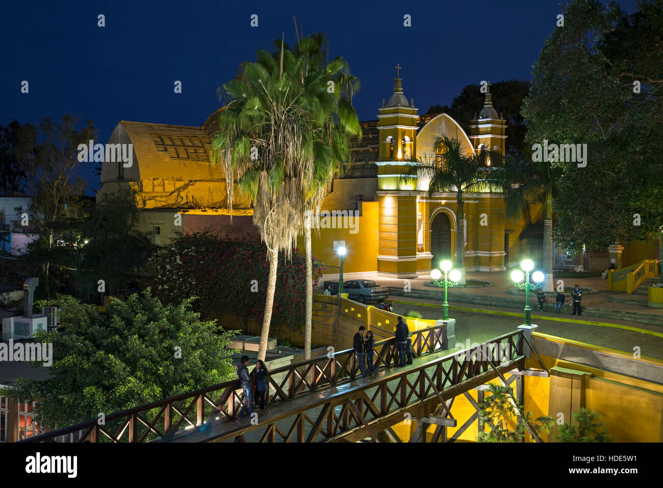 La Ermita de Barranco Église et Puente de los Suspiros (le Pont des Soupirs), Barranco, Lima, Pérou Banque D'Images