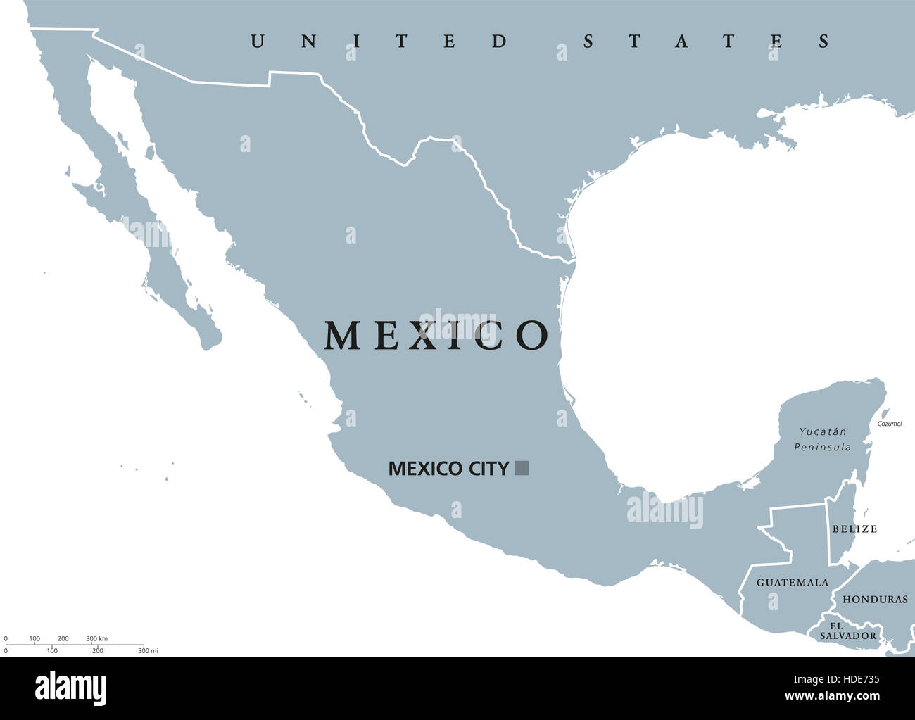 Carte politique du Mexique avec capital Mexico et les frontières nationales. États-unis du Mexique, une république fédérale d'Amérique du Nord. Banque D'Images