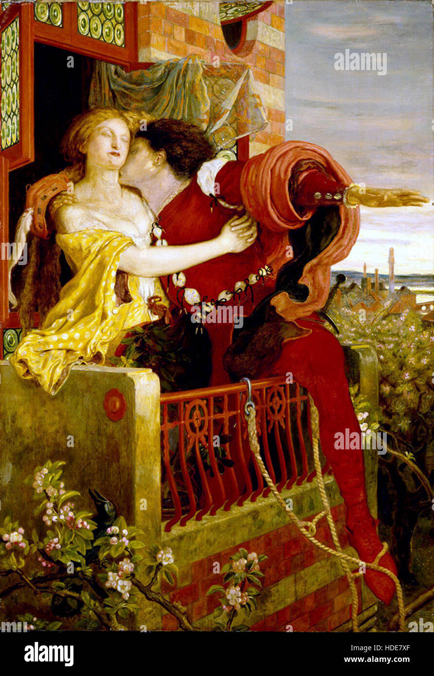 Roméo et Juliette se séparer sur le balcon de l'Acte III par Ford Madox Brown Banque D'Images