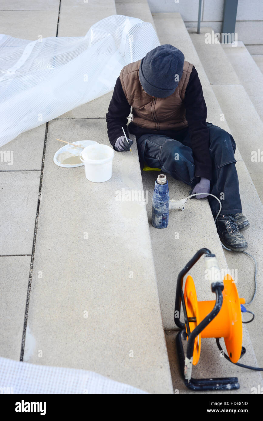 Restauration de vieux escaliers Banque D'Images