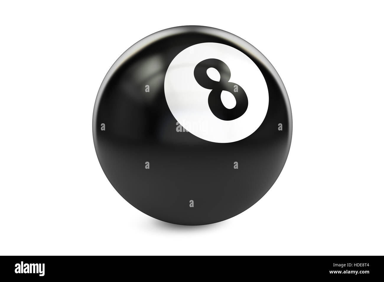 Boule de billard huit noir, rendu 3D isolé sur fond blanc Banque D'Images