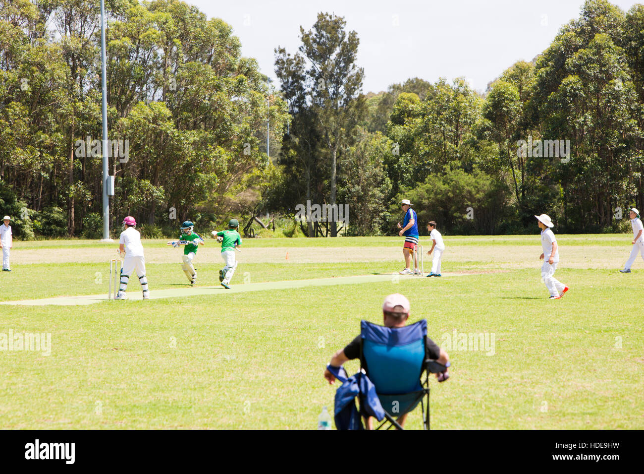 Les garçons de cricket à Sydney, Australie Banque D'Images