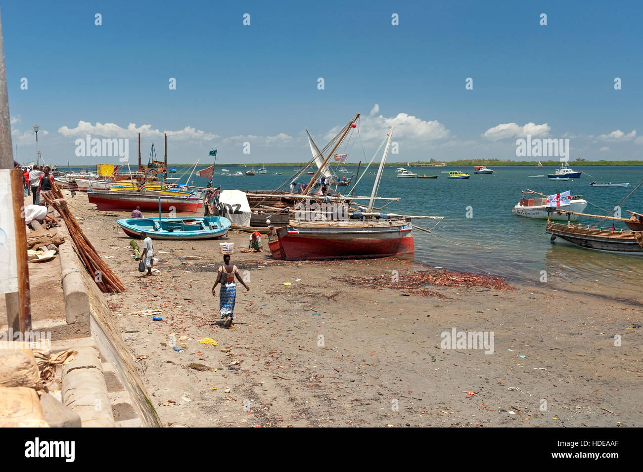 À marée basse, le Port de la vieille ville de Lamu Banque D'Images