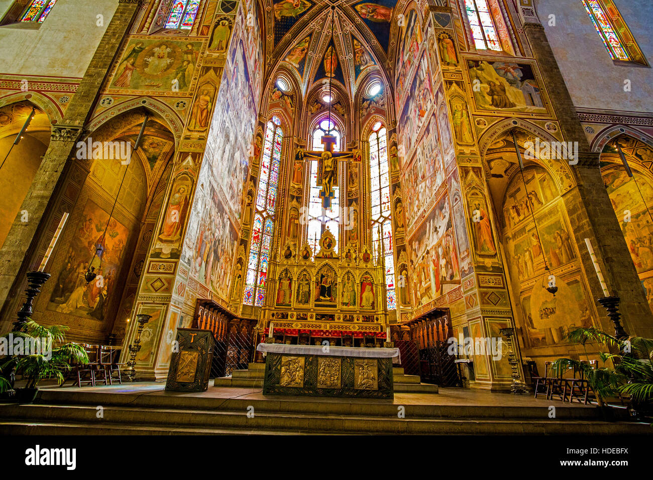 Autel de la Basilique Santa Croce de Florence Italie Banque D'Images