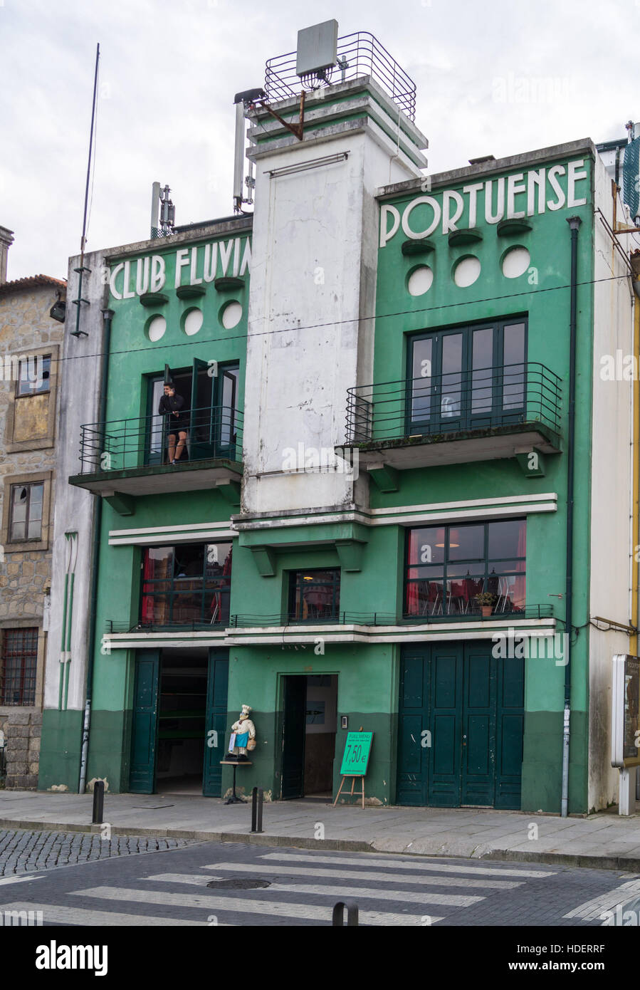 Siège de l'Art Déco de l'eau fluviale Clube Portuense, club de sport, Porto (Porto), Portugal Banque D'Images
