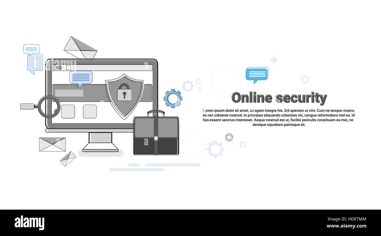 La protection des données de sécurité en ligne La technologie Web Banner Vector Illustration Illustration de Vecteur