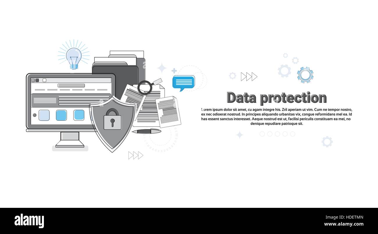 La protection des données de sécurité en ligne La technologie Web Banner Vector Illustration Illustration de Vecteur
