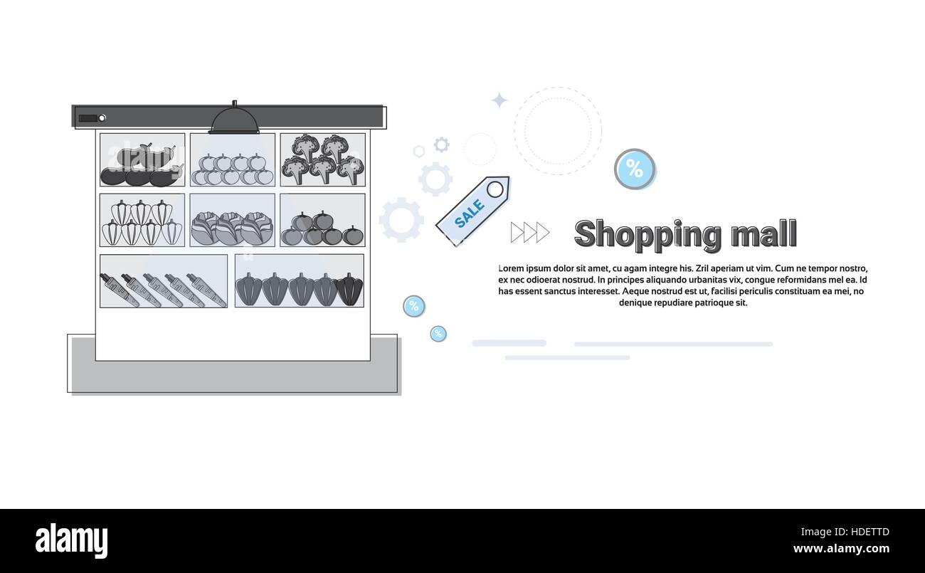 Shopping Mall Store Online Commerce Bannière Web Vector Illustration Illustration de Vecteur