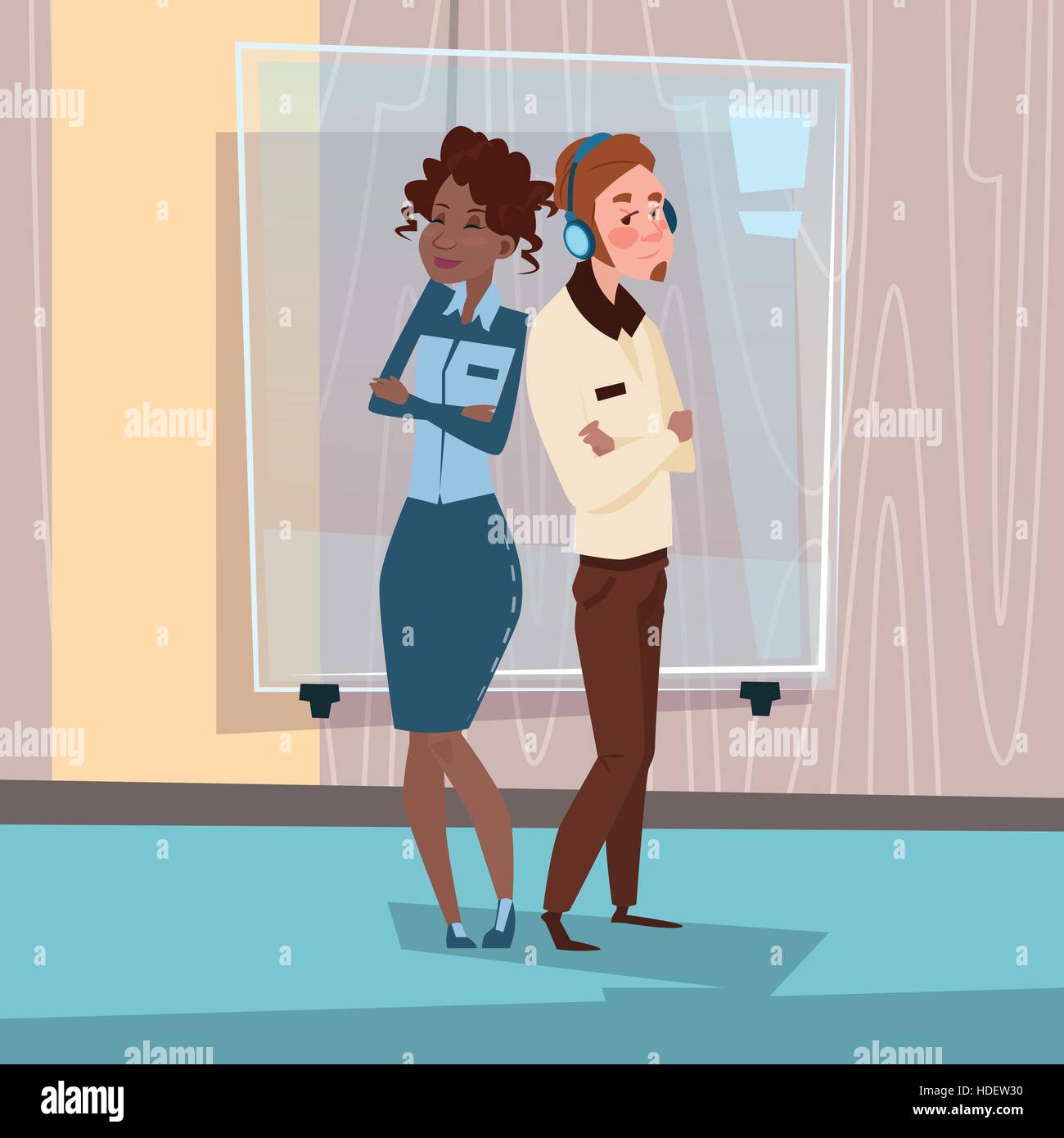 Mélanger Affaires Course Couple Business en femme et homme d'affaires télévision Vector Illustration Illustration de Vecteur
