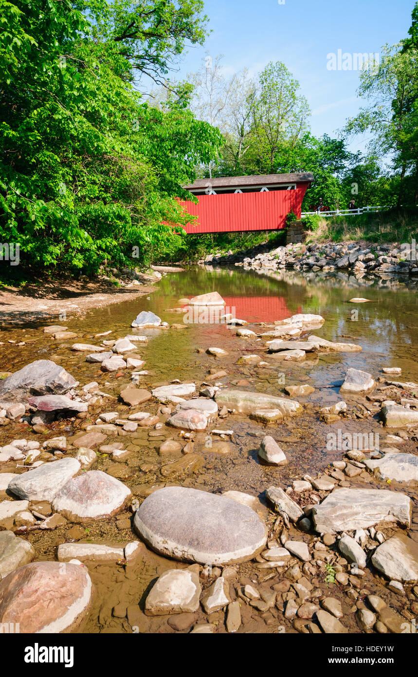 Parc national de Cuyahoga Valley pont couvert rouge Banque D'Images