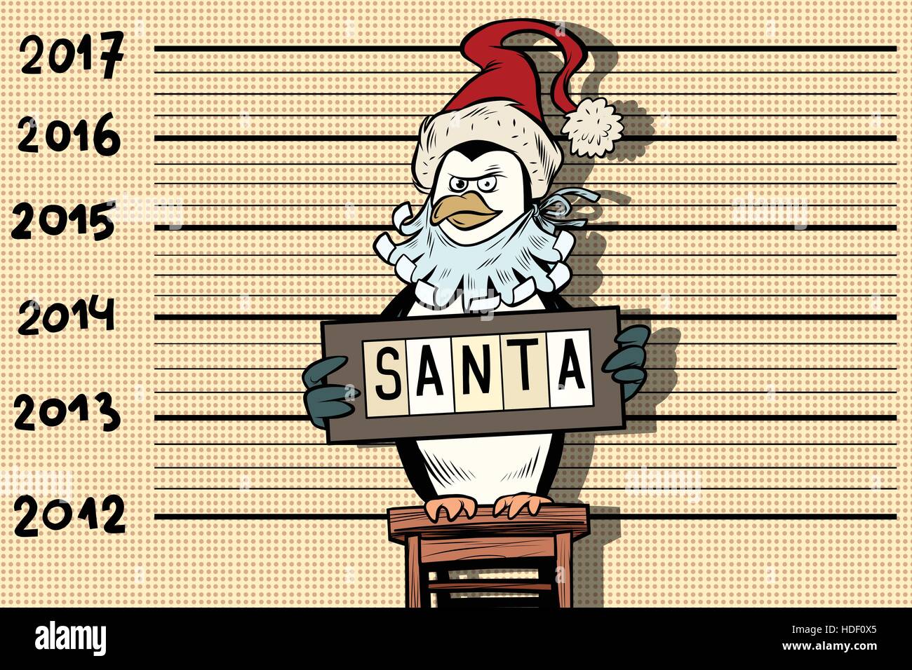 Penguin arrêté pour un costume père noël, Nouvel an et de Noël Illustration de Vecteur