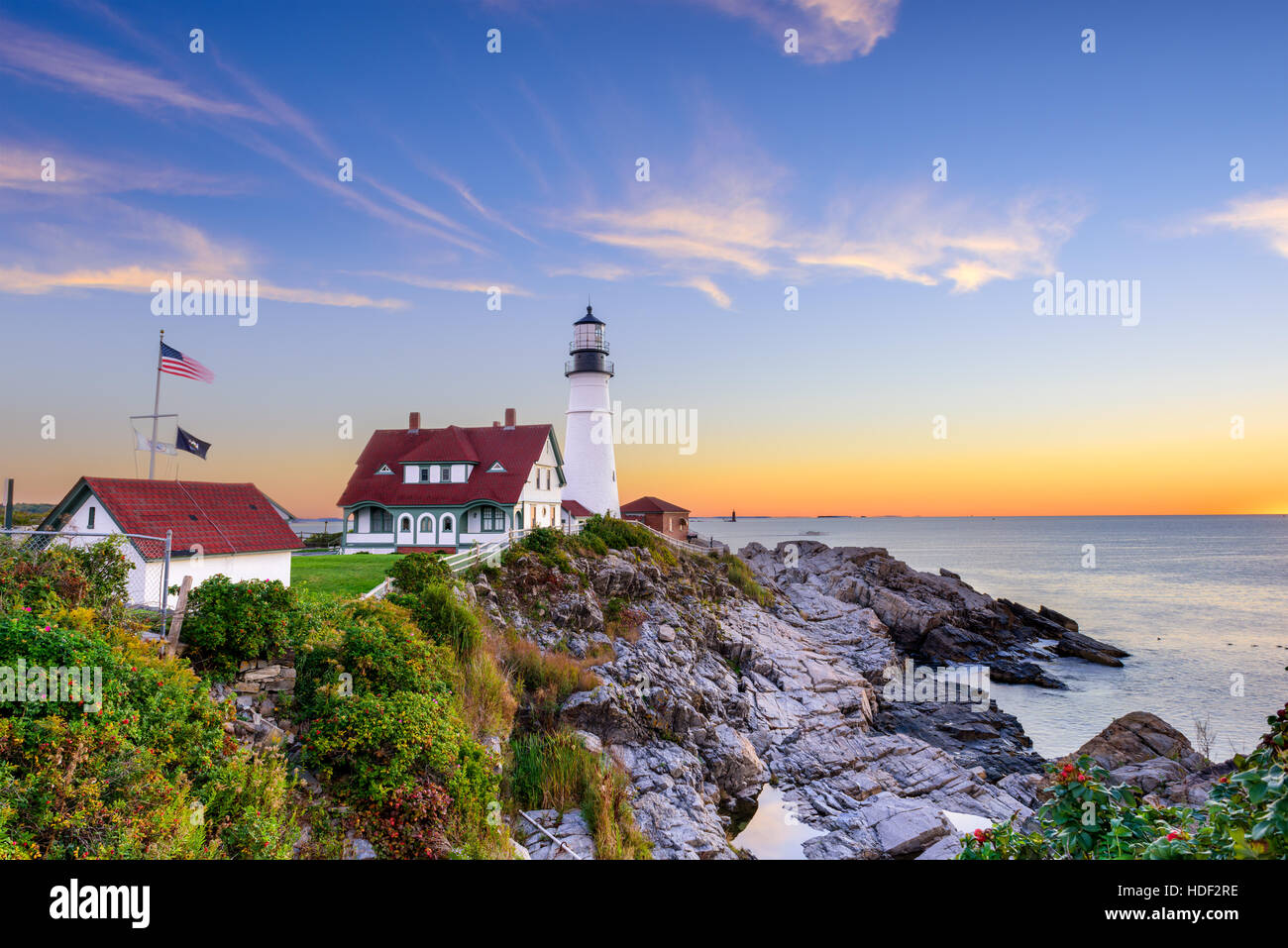 Portland, Maine, USA à Portland Head Light. Banque D'Images