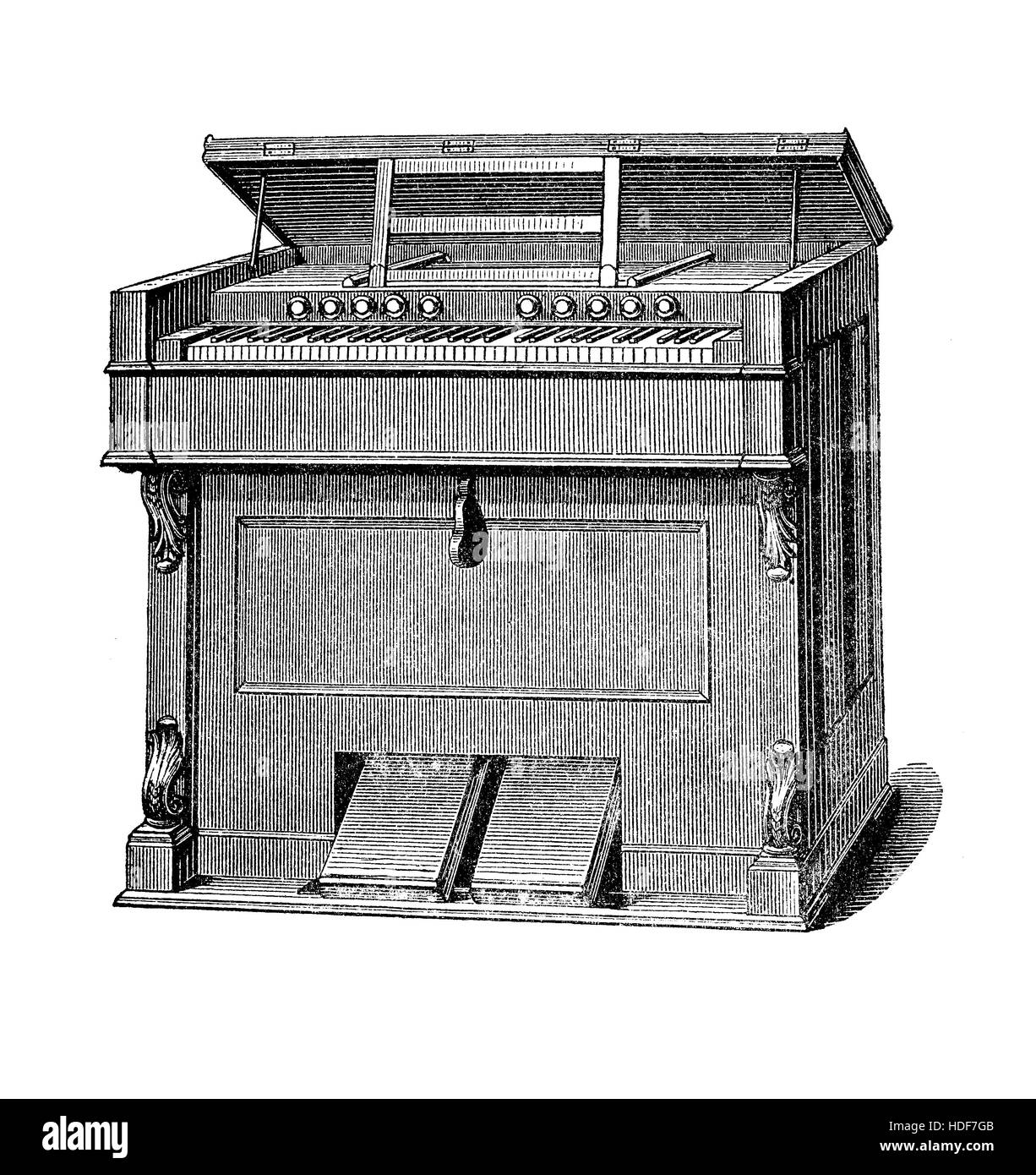 Orgue à harmonium ou orgue à tuyaux plus petits que, utilisé au XIX siècle dans les petites églises et maisons privées Banque D'Images