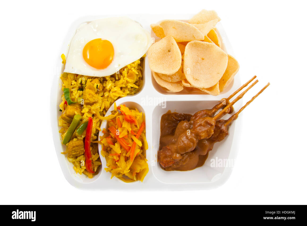 Repas à emporter indonésien isolated over white Banque D'Images