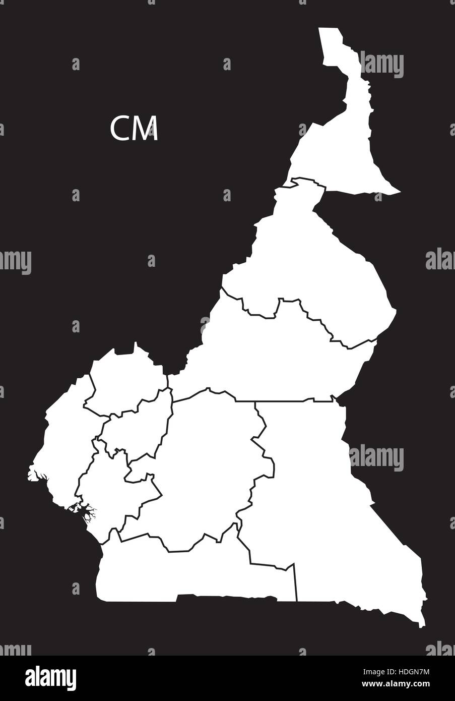 Carte des provinces du Cameroun illustration noir et blanc Illustration de Vecteur