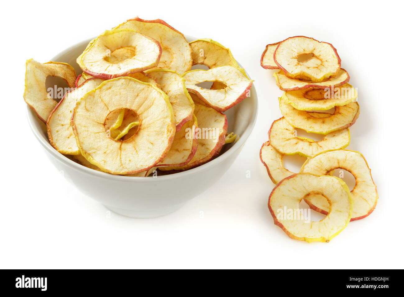 Anneaux de pommes séchées Banque D'Images