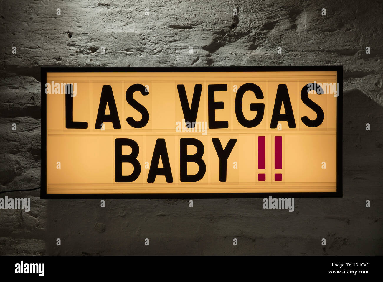Close-up of Las Vegas Baby pancarte contre mur gris Banque D'Images