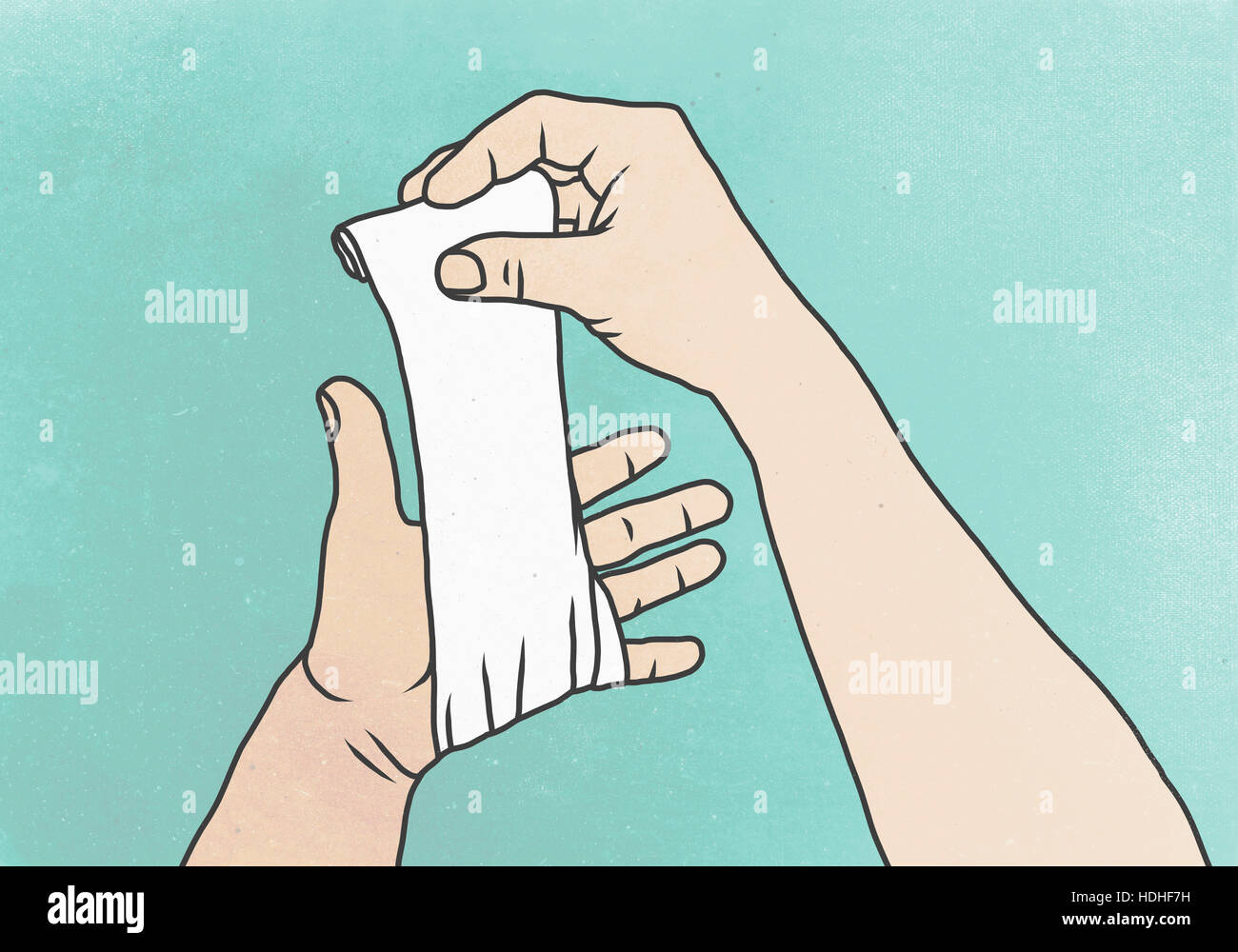 Illustration de part rétractable pansement sur fond de couleur contre palm Banque D'Images