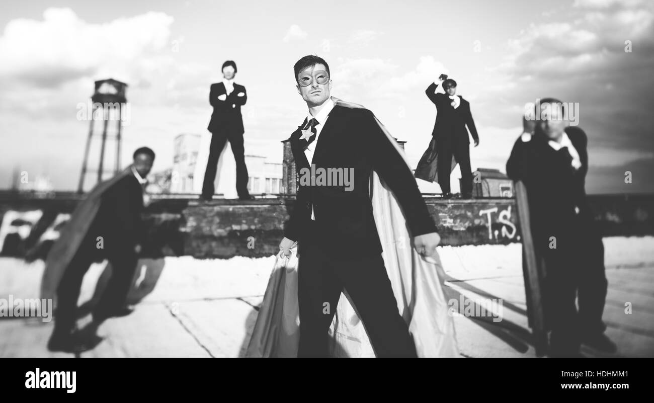 Les hommes d'équipe de super-héros urbain Concept Banque D'Images