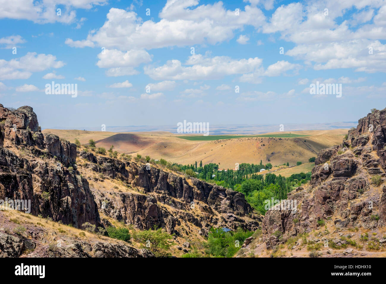 Turbat canyon et steppe, Kazakhstan Banque D'Images