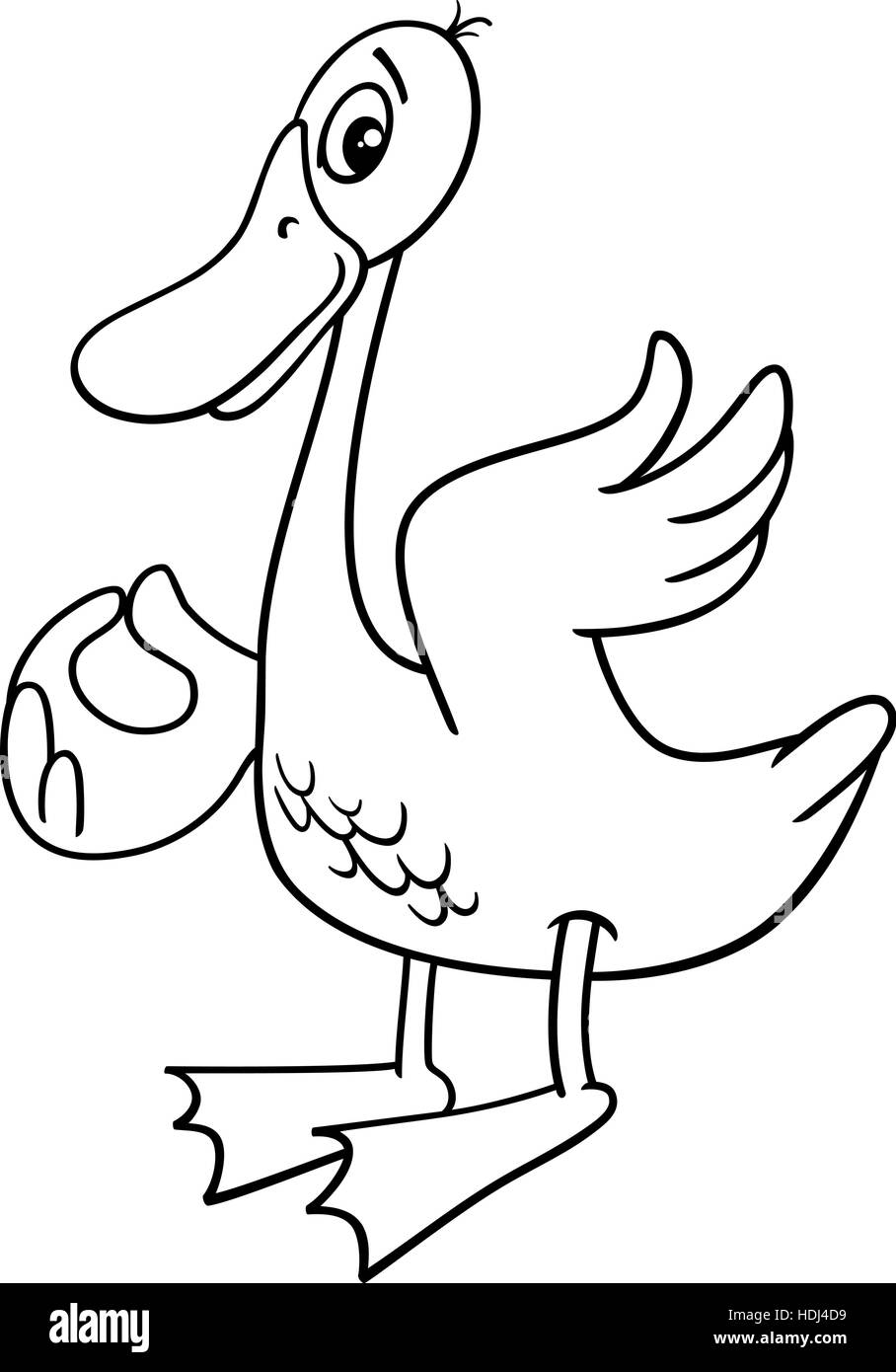 Illustration Cartoon noir et blanc d'oie Bird Farm Coloring Page personnage animal Illustration de Vecteur