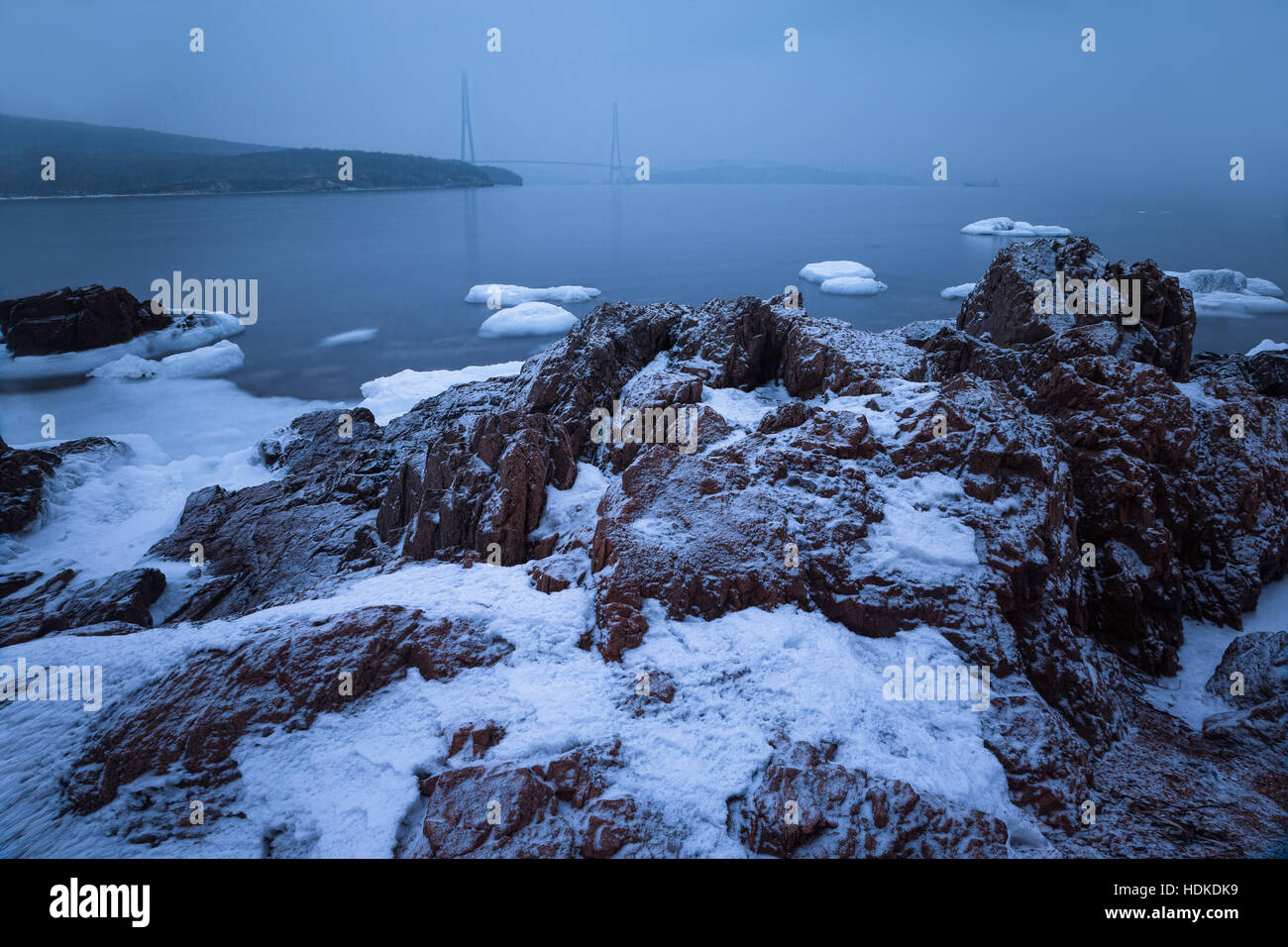 La mer de glace et d'hiver Banque D'Images
