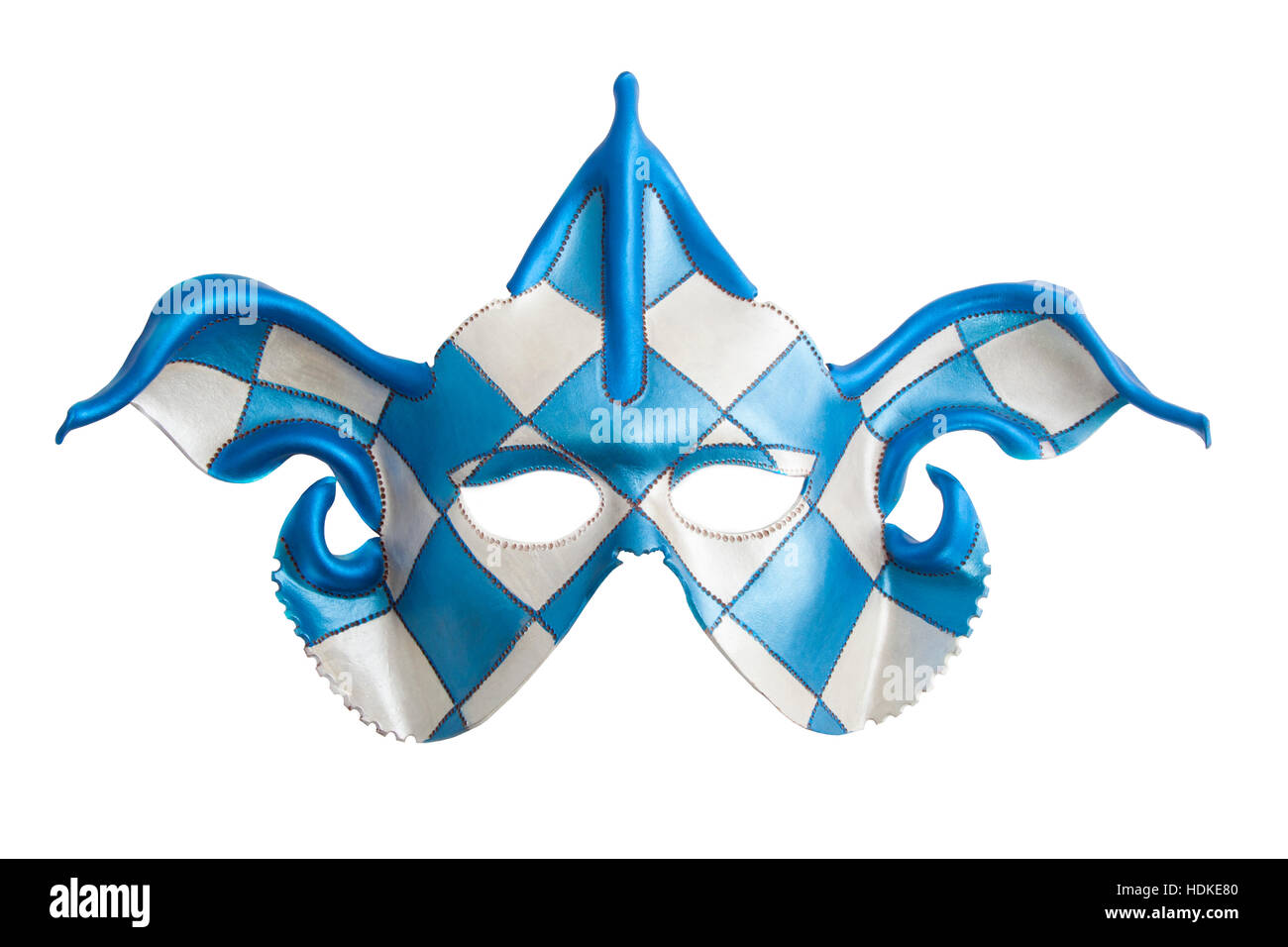 Blanc bleu masque arlequin isolated over white Banque D'Images