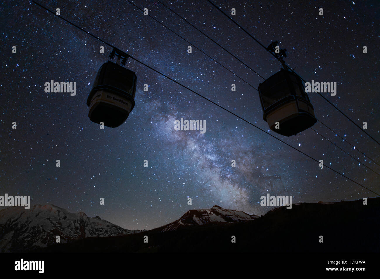 Station de ski de Saint Gervais Mont Blanc par nuit Banque D'Images