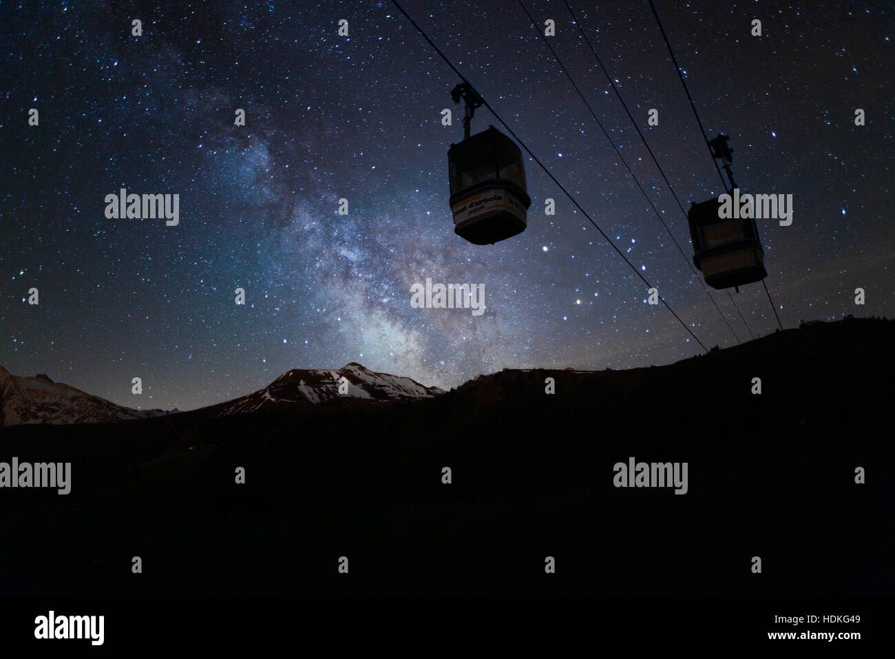 Station de ski de Saint Gervais Mont Blanc par nuit Banque D'Images