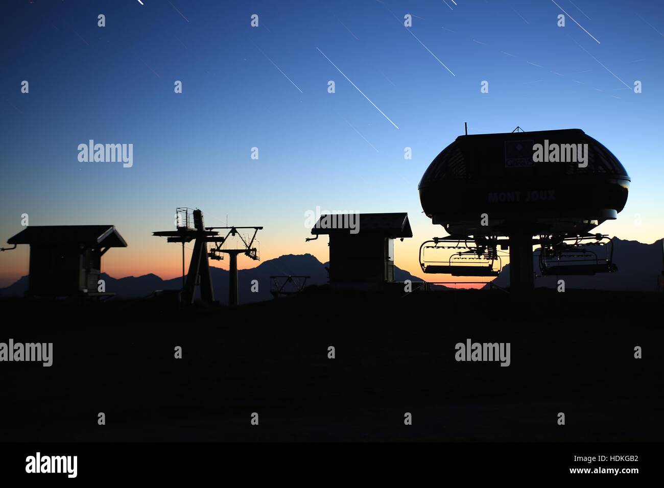 Station de ski de Saint Gervais Mont Blanc par nuit Banque D'Images