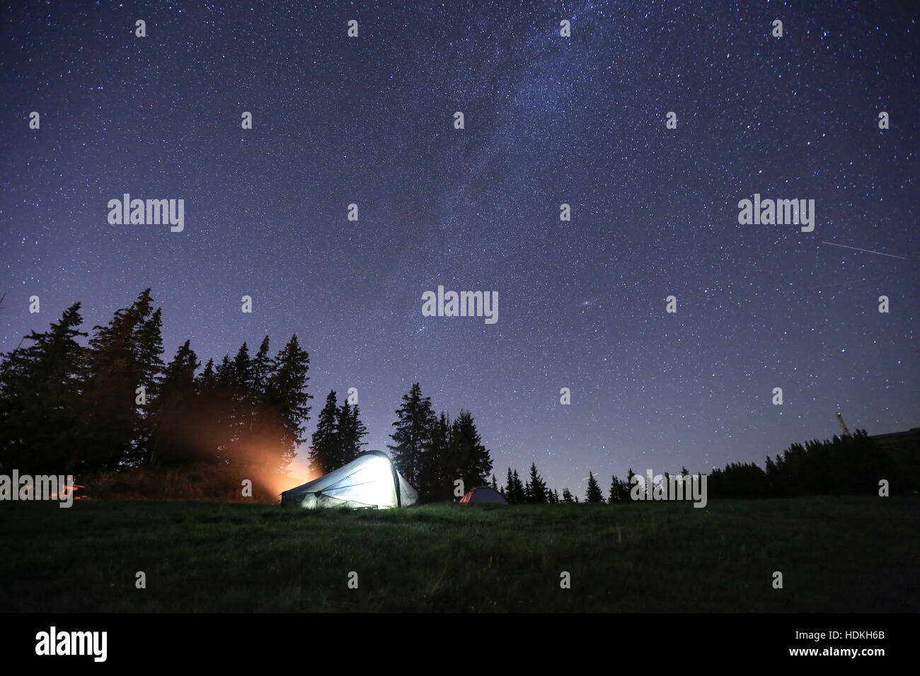 Vue nocturne de la montagne Banque D'Images