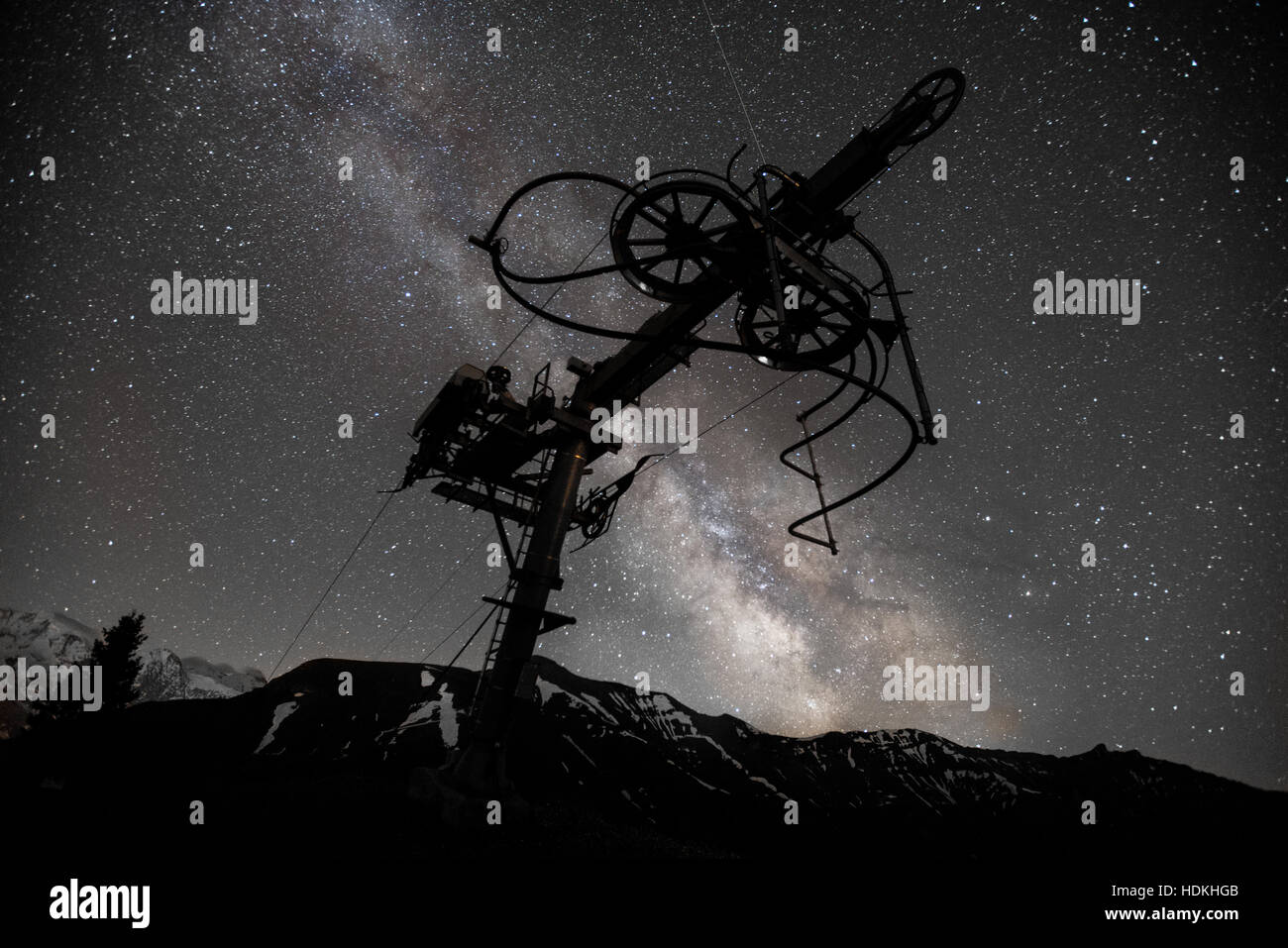 Station de ski de Saint Gervais Mont Blanc par nuit Banque D'Images