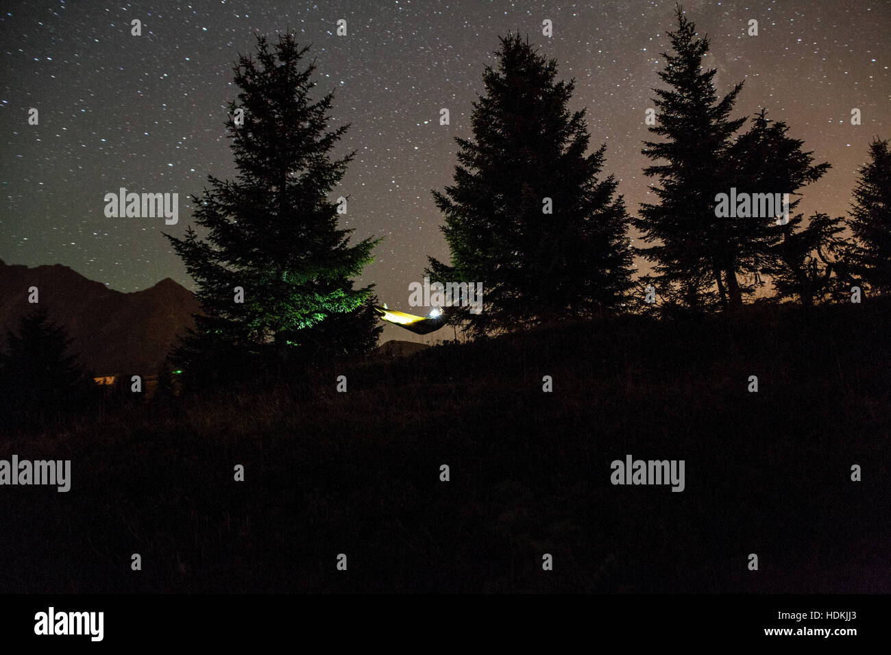 Vue nocturne de la montagne Banque D'Images