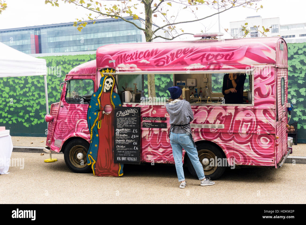 L'alimentation de rue mexicain van à King's Cross, Londres. Banque D'Images