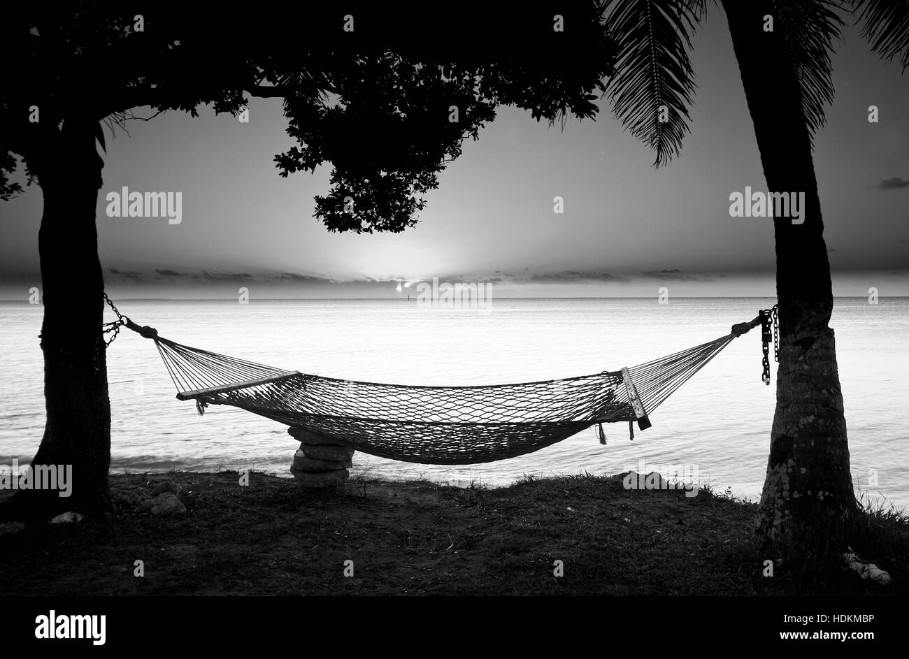 L'hamac. L'île de Lifuka. Les îles Ha'apai. Tonga. Polynésie française Banque D'Images