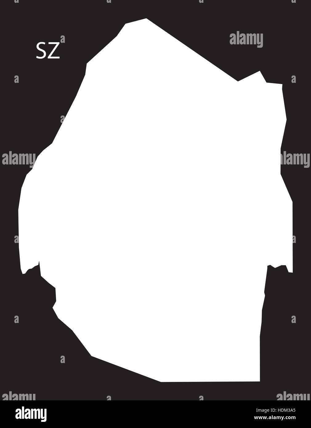 Swaziland Map illustration noir et blanc Illustration de Vecteur