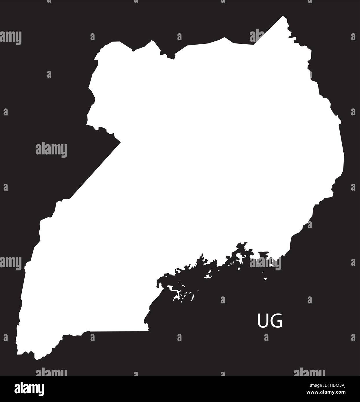 L'Ouganda Map illustration noir et blanc Illustration de Vecteur