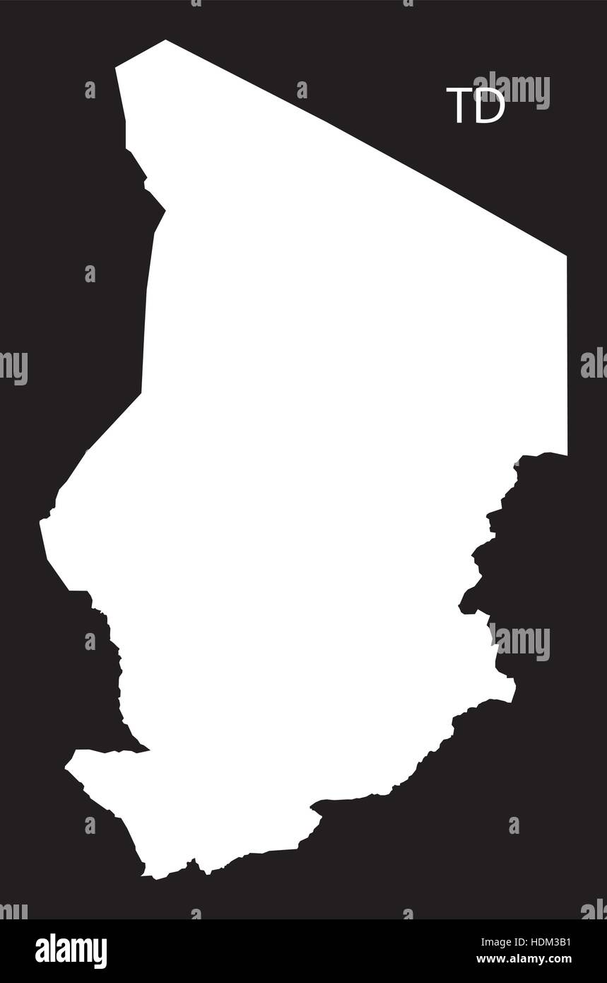 Carte du Tchad illustration noir et blanc Illustration de Vecteur