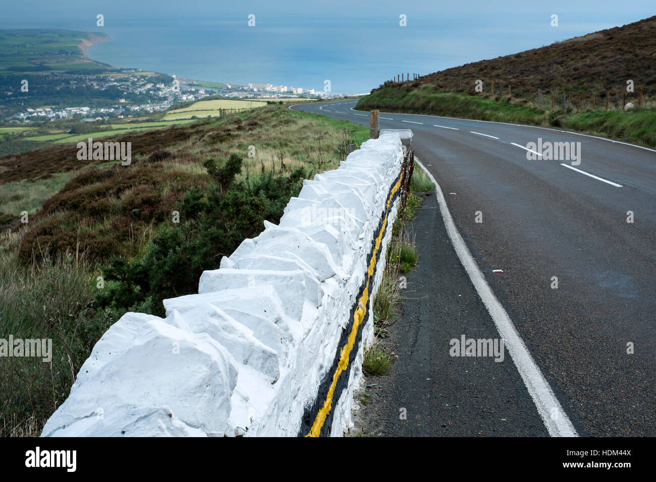 Le but de Ramsey, Ile de Man comme vu à partir de la section montagne de l'île de Man TT Course Banque D'Images