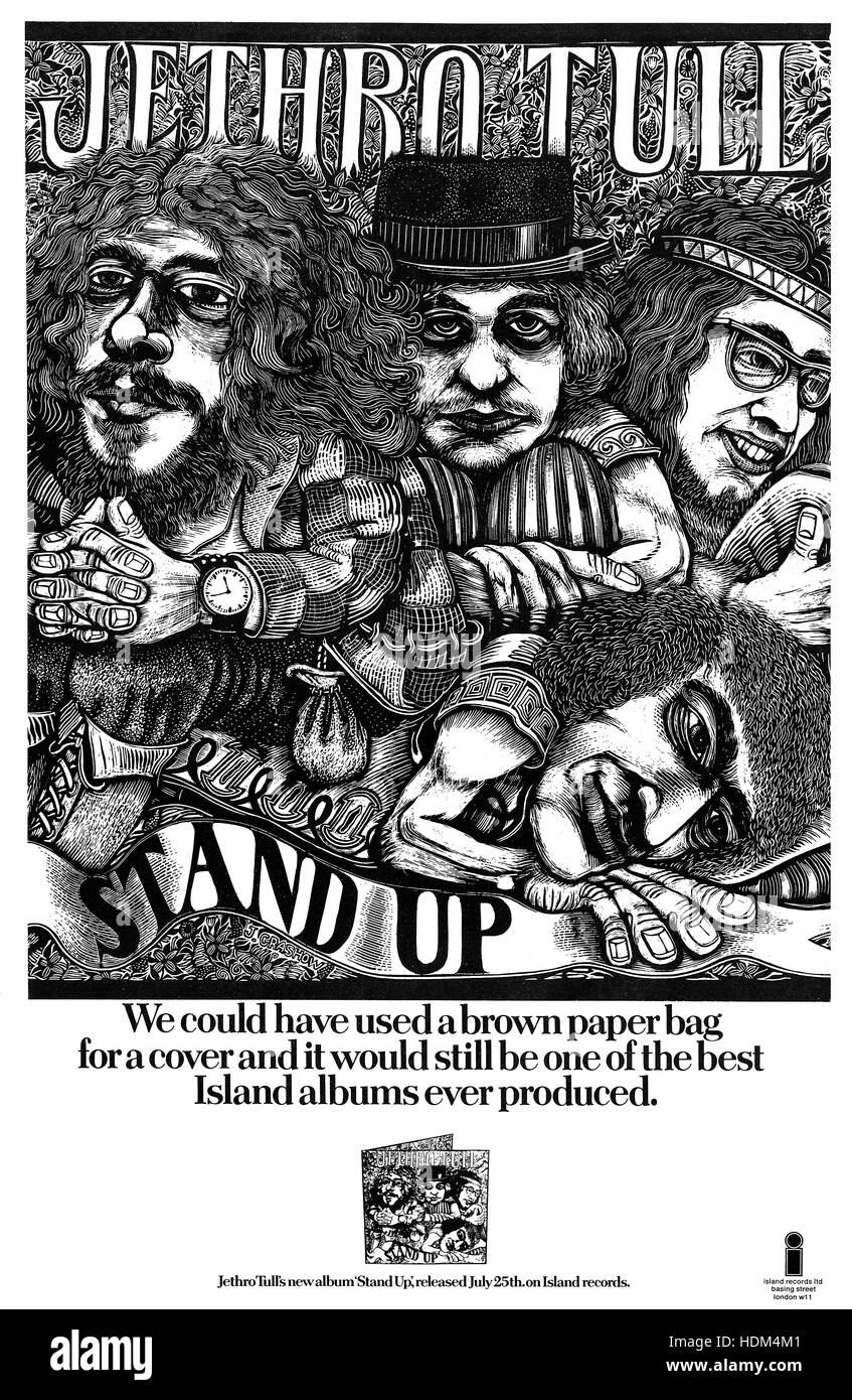1969 La publicité pour l'album de Jethro Tull Stand Up sur Island Records Banque D'Images